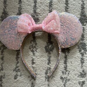 Pink/Iridescent Sequin Mickey Mouse Ears Headband